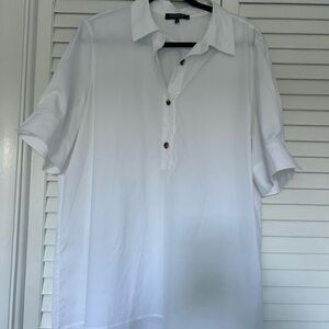 Lafayette 148 New York White Button Down Blouse